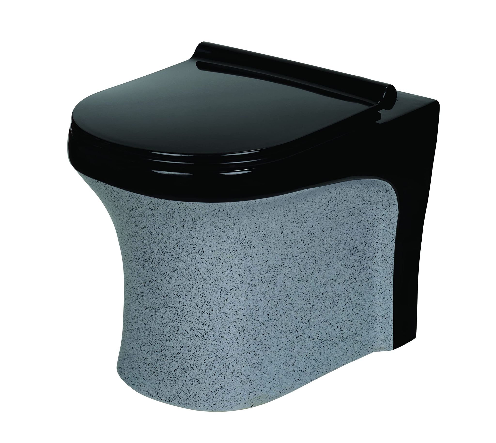 Belmonte Ceramic Designer Western Toilet Commode/Floor Mounted European Water Closet/EWC Retro S Trap 100mm / 4 Inch with Slow Motion/Soft Close Slim Seat Cover 53cm x 36cm x 40cm Rustic Black