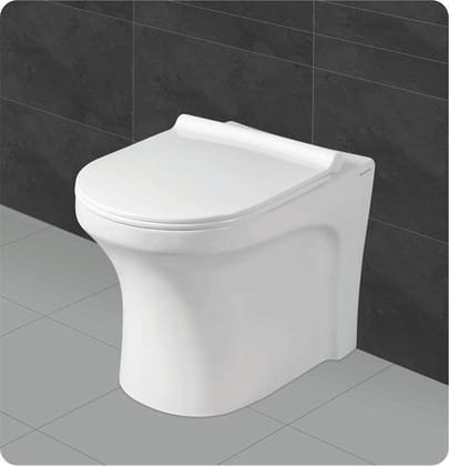Belmonte Ceramic Floor Mounted European Water Closet/One Piece Western Toilet Commode/WC/EWC Retro S Trap 100mm / 4 Inch with Slow Motion/Soft Close Slim Seat Cover 53cm x 36cm x 40cm
