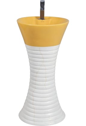 Belmonte Ceramic Designer One Piece Pedestal Wash Basin Free Standing Multi Color Size 41cm x 41cm x 81cm