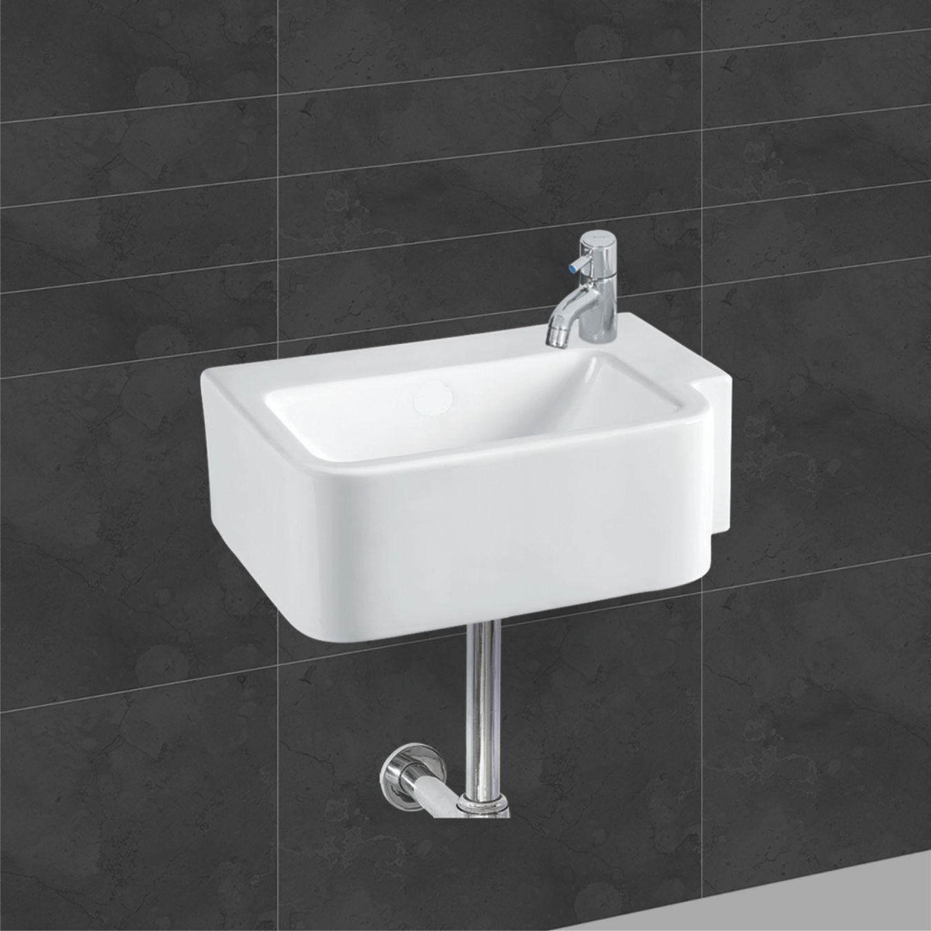 Belmonte Ceramic Wall Hung Table Top Wash Basin Libra (18 x 13 x 5 Inches, White)