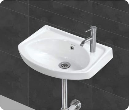 Belmonte Ceramic Small Wall Mount/Wall Hung Wash Basin for Bathroom/Toilet 402 18 Inch x 12 Inch