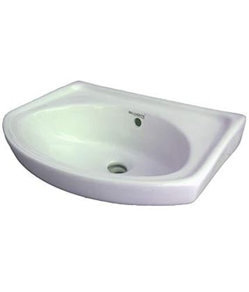 Belmonte Ceramic Small Wall Mount/Wall Hung Wash Basin for Bathroom/Toilet 402 18 Inch x 12 Inch