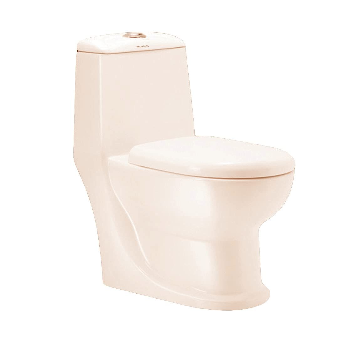 Belmonte Ceramic Floor Mounted One Piece Western Toilet/Water Closet/Commode/WC/EWC Cardin S Trap with Slow Motion/Soft Close Seat Cover 64.5cm x 37cm x 73cm