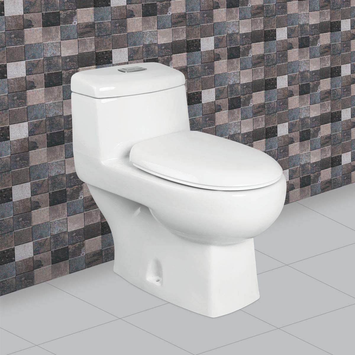 Belmonte Ceramic Floor Mounted One Piece Western Toilet/Water Closet/Commode/WC/EWC Eroca S Trap with Slow Motion/Soft Close Seat Cover 70cm x 37cm x 66cm