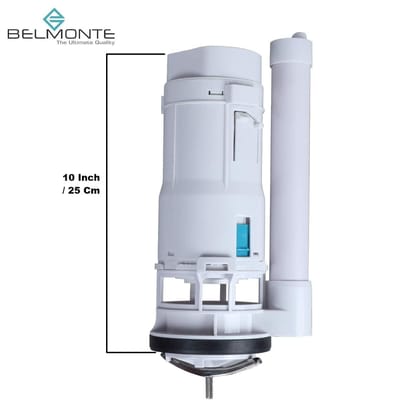 Belmonte 10 Inch / 25 cm Dual Flush Siphon/Flush Valve/Flush Tank Fittings for Single Piece/One Piece Western Commode/Toilet/EWC