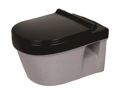 Belmonte Ceramic Wall Mounted Rimfree/Rimless Designer Western Commode Toilet/Water Closet/EWC Retro 50cm x 36cm x 34cm - Rustic Black