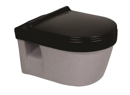 Belmonte Ceramic Wall Mounted Rimfree/Rimless Designer Western Commode Toilet/Water Closet/EWC Retro 50cm x 36cm x 34cm - Rustic Black