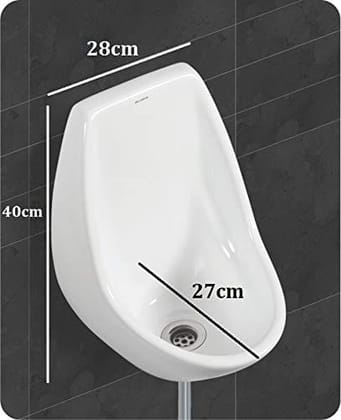 Belmonte Ceramic Wall Mount Small Urinal Pot for Gents - White | Compact Design for Boys, Men, and Male Toilets/Bathrooms/Washrooms