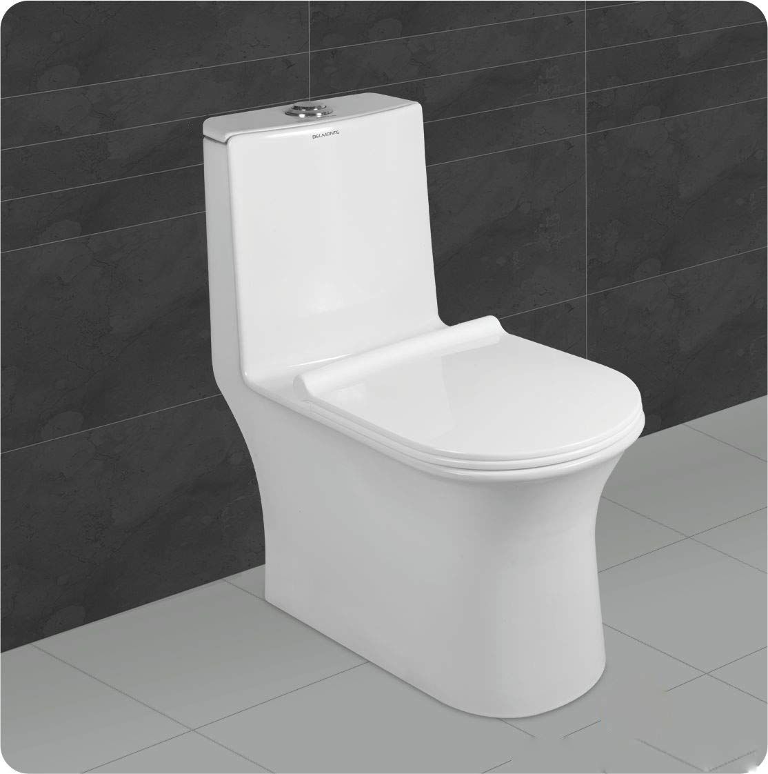 Belmonte Ceramic Floor Mounted Syphonic Tornado Flushing One-Piece Western Toilet/Commode/Water Closet/EWC Svelta S Trap 230mm / 9 Inch