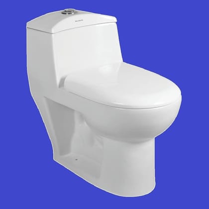Vardhman Ceramics One Piece Water Closet Siphonic Tornado Flushing Western Commode Floor Mounted S Trap Outlet on Floor Glossy Finish White EWC for Toilet Bathroom Washroom Carol Siphonic White