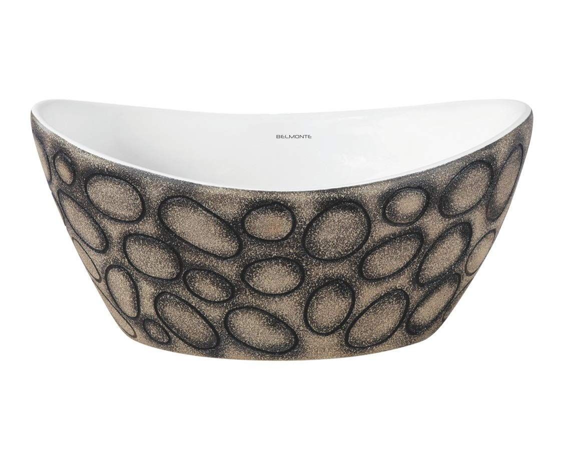 Belmonte Ceramic Designer/Oval Shape/Color Table Top/Over Counter/Vessel Sink/Wash Basin for Bathroom (LxWxH) 34cm x 41cm x 19cm - Woizer-817