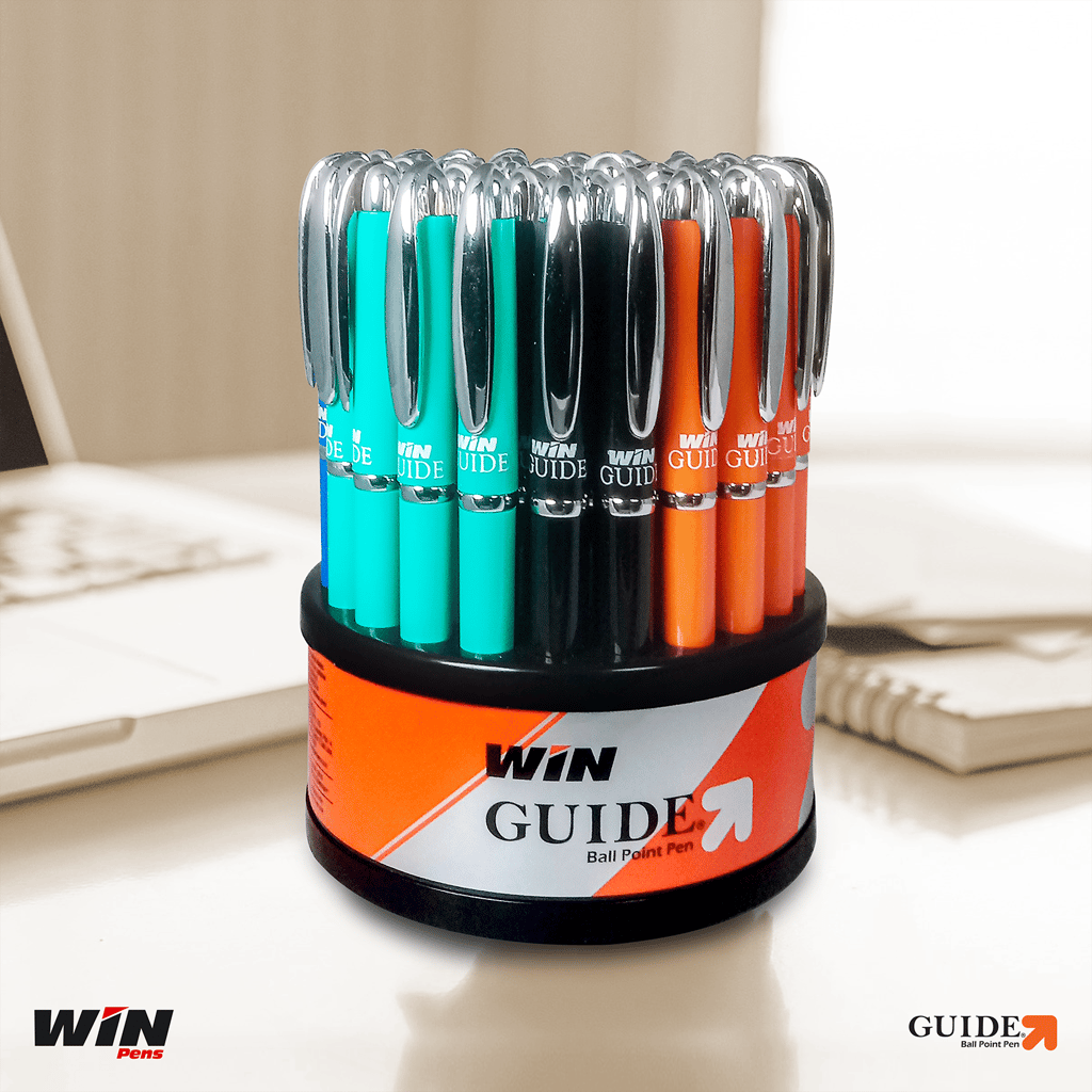WIN Guide 50Pens (45 Blue & 5 Black) | 0.6 mm Tip | Rotating Tumbler | Fast Writing | Students,Exam Use | Comfortable to Hold | School,Office & Busines