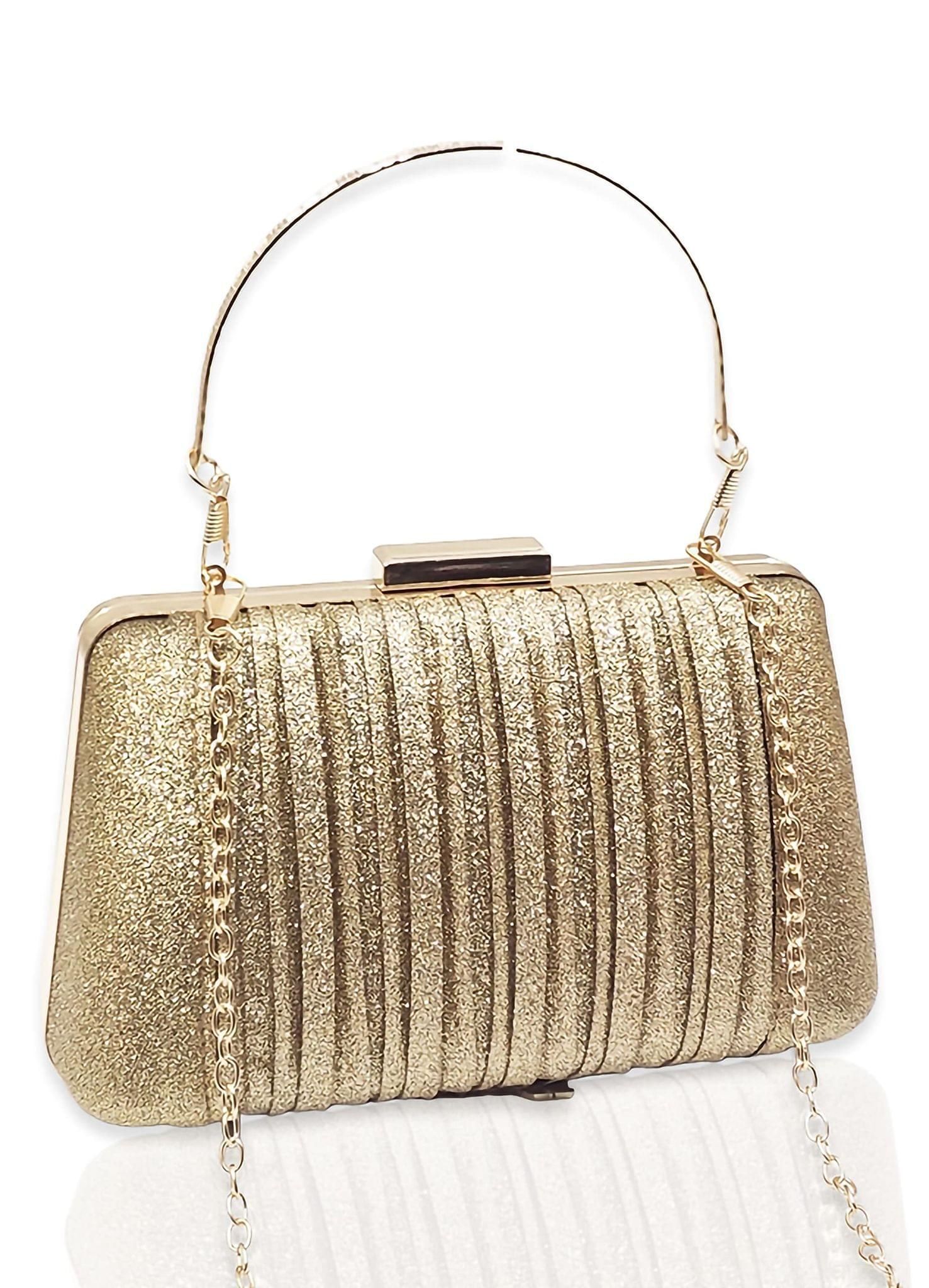 Magnifique Polyurethane ?Women's Hand/Sling/Side Bag/Purse? (Free Size_Gold)