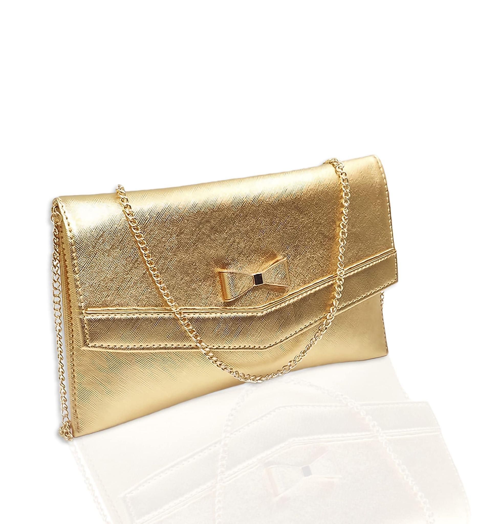 Magnifique Women's Hand/Sling/Side Bag/purse Polyurethane Western (Gold)
