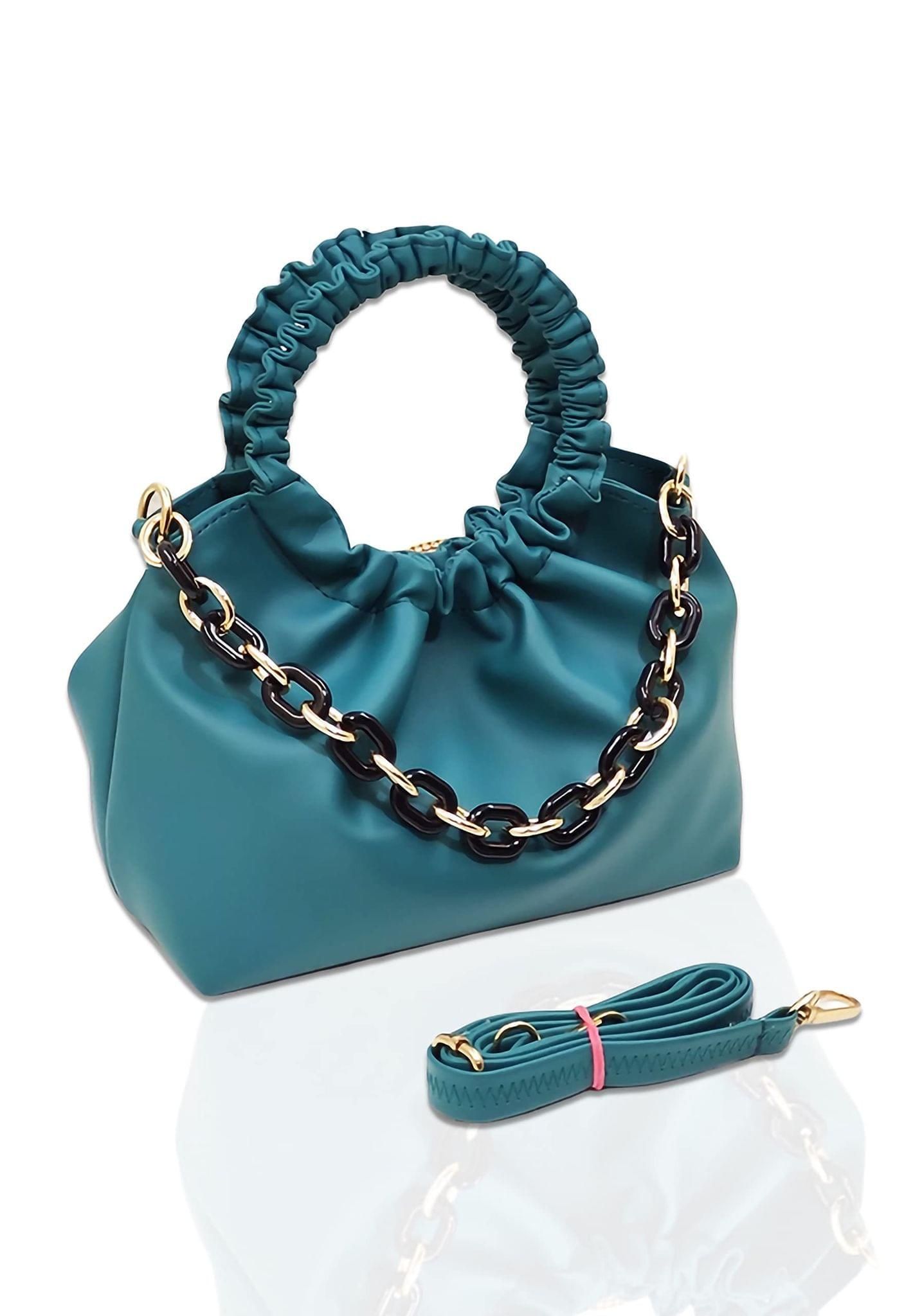Magnifique Women's Hand/Sling/Side Bag/purse Polyurethane Western (Turquoise)