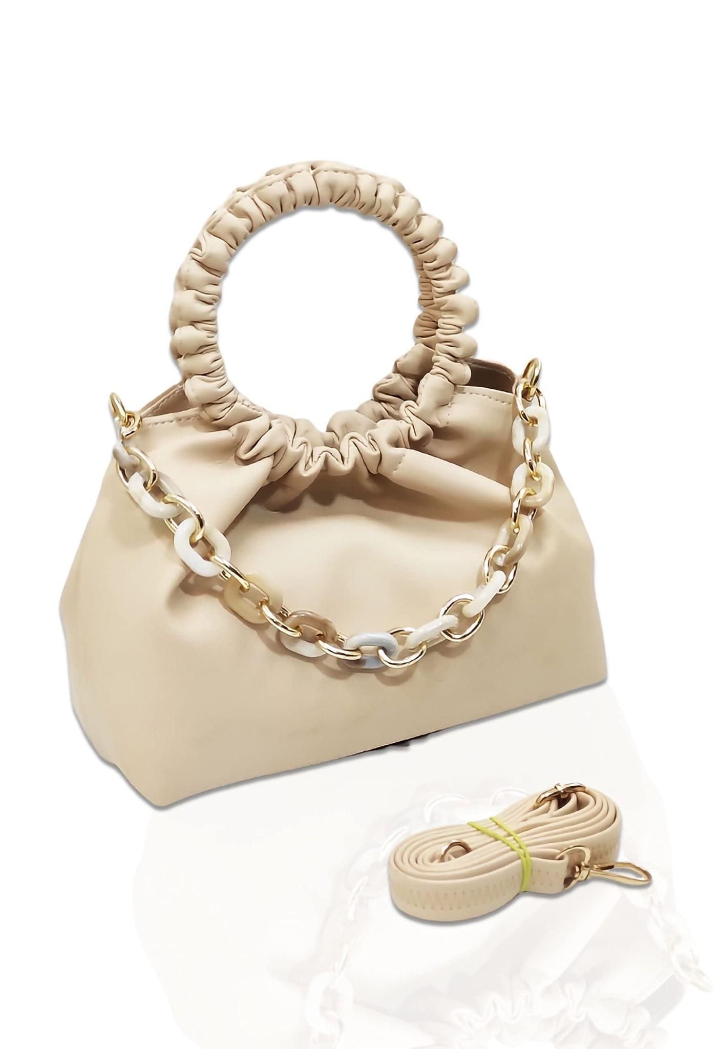 Magnifique Women's Hand/Sling/Side Bag/purse Polyurethane Western (Beige)