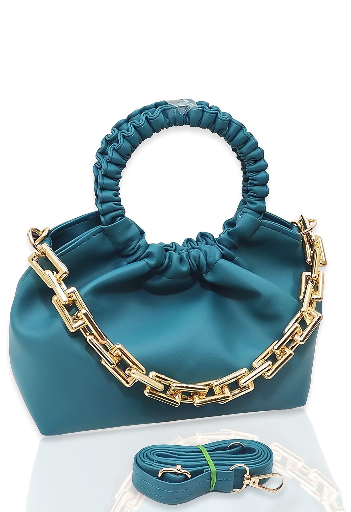 Magnifique Polyurethane ?Women's Hand/Sling/Side Bag/Purse? (Free Size_Turquoise)