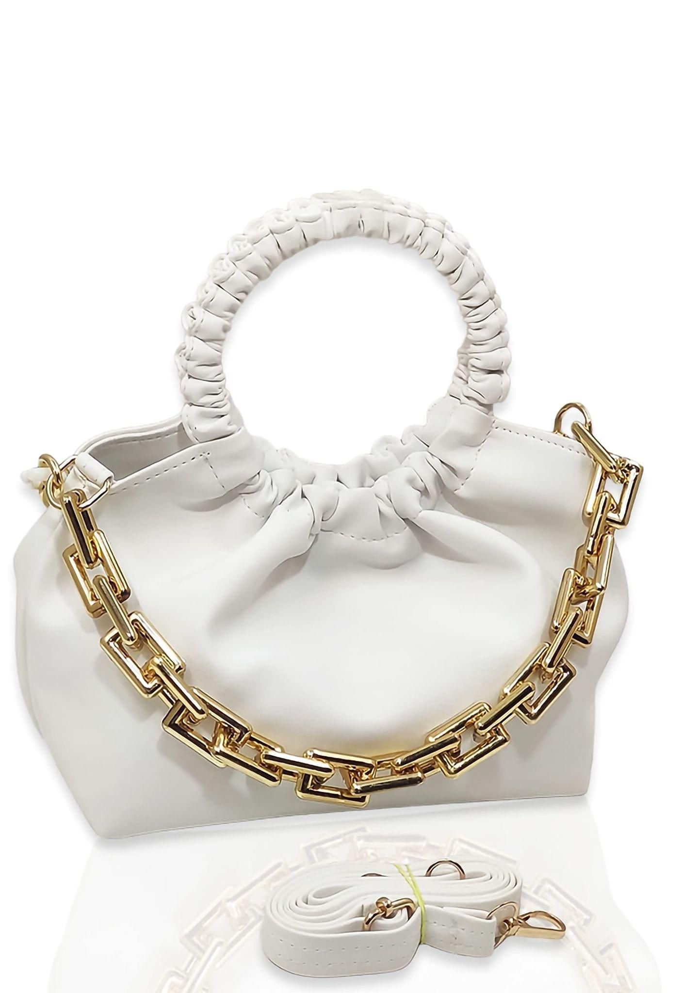 Magnifique Polyurethane ?Women's Hand/Sling/Side Bag/Purse? (Free Size_White)