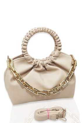 Magnifique Polyurethane ?Women's Hand/Sling/Side Bag/Purse? (Free Size_Beige)