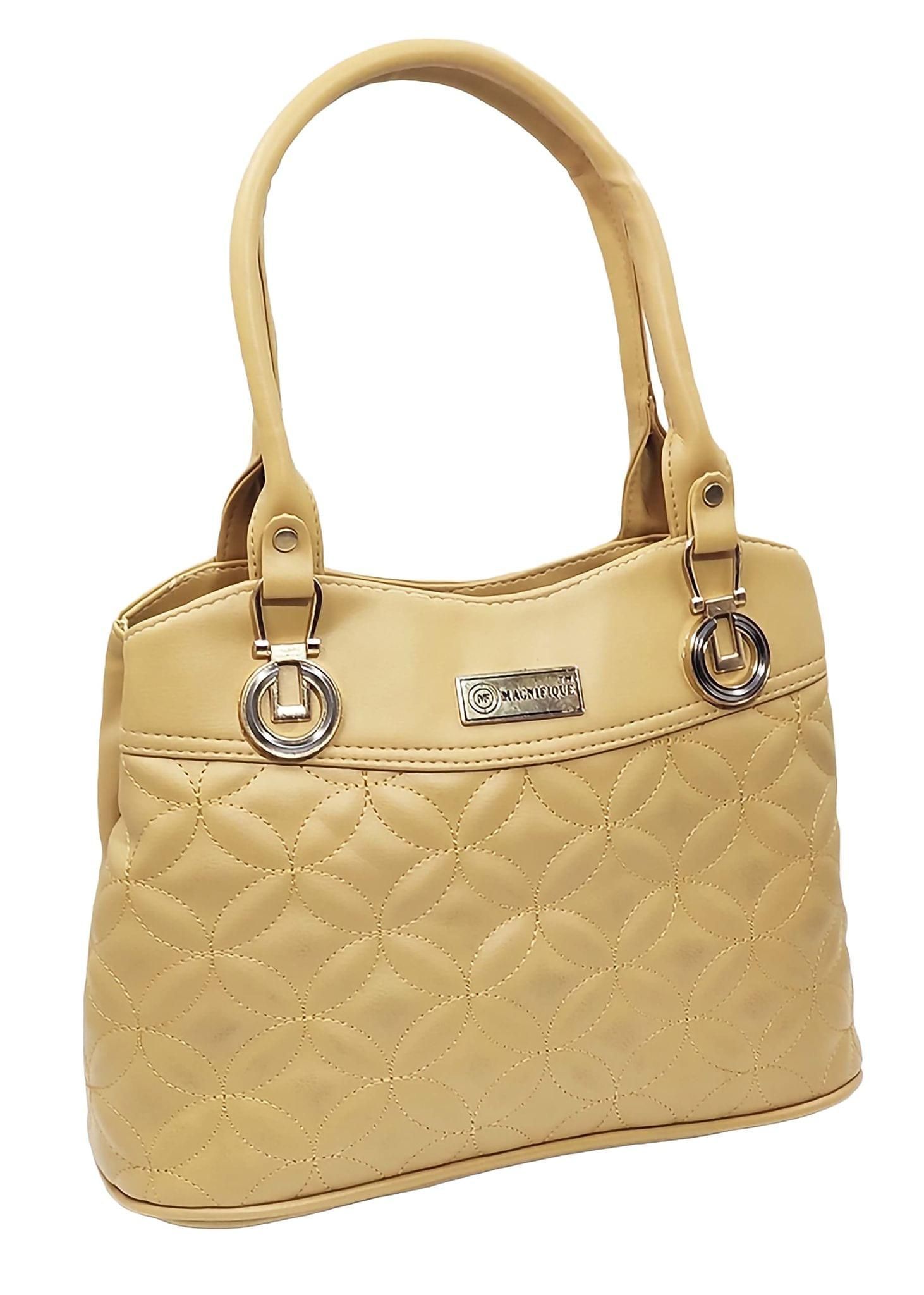 Magnifique Women's Hand/Sling/Side Bag/purse Polyurethane Western (Beige)