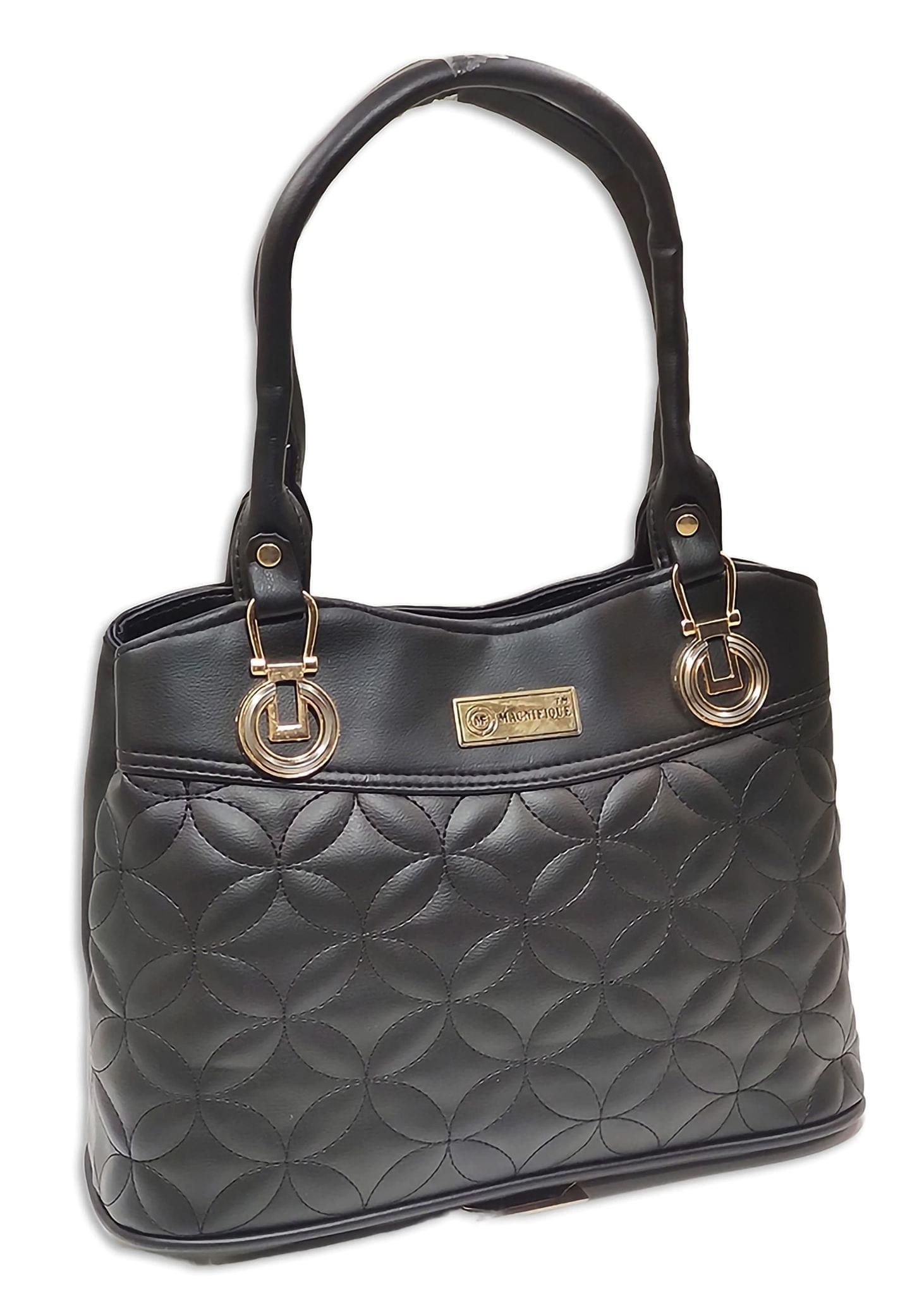 Magnifique Women's Hand/Sling/Side Bag/purse Polyurethane Western (Black)