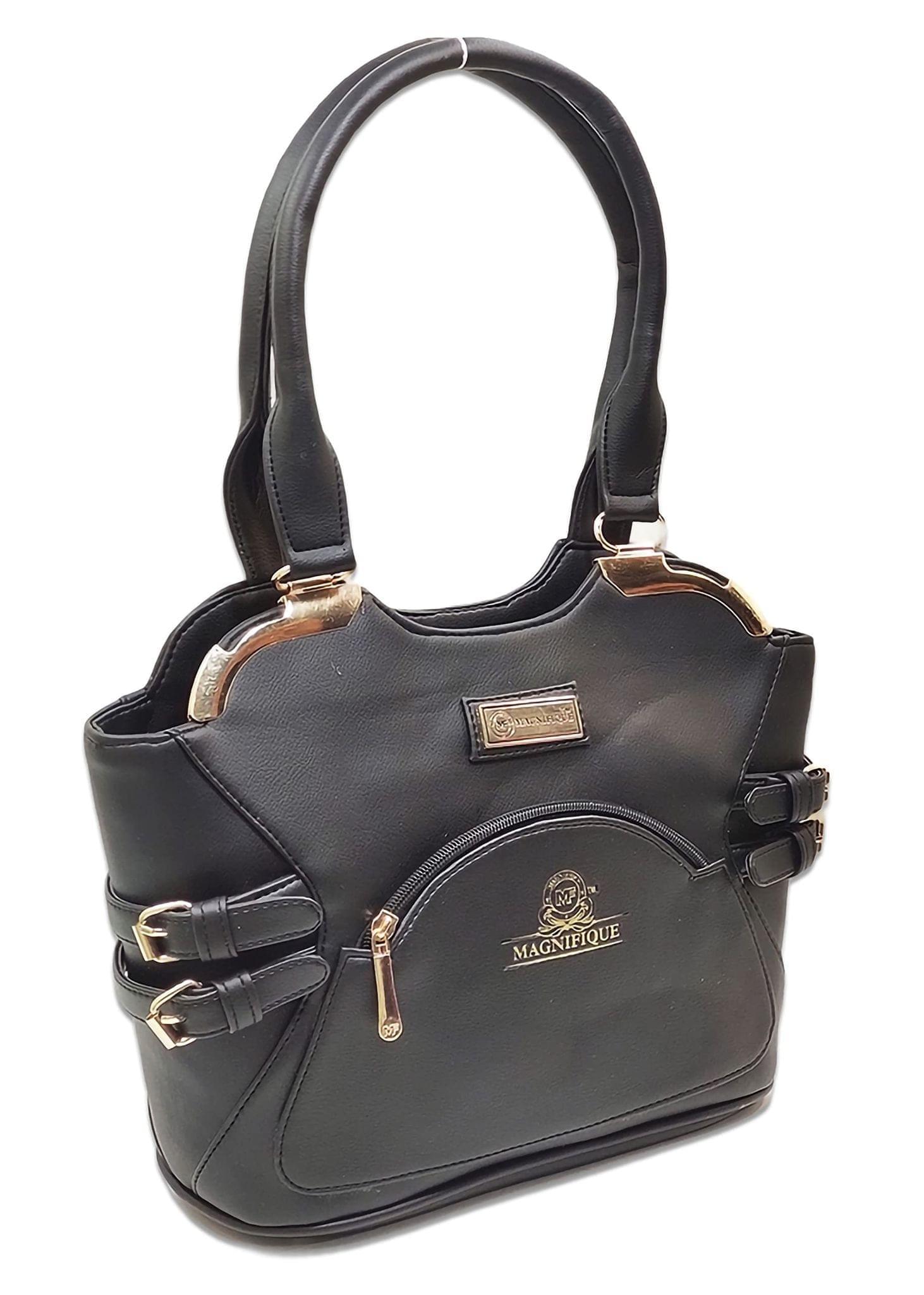 Magnifique Women's Hand/Sling/Side Bag/purse Polyurethane Western (Black)