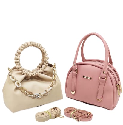 Magnifique Women's Hand/Sling/Side Bag/purse Polyurethane Western (Beige)