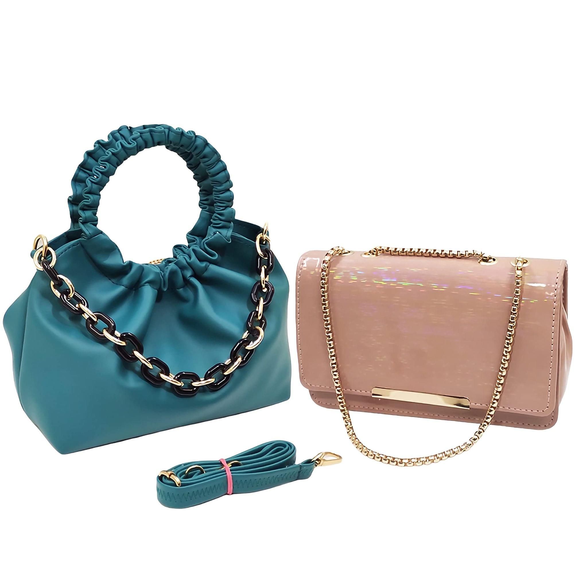 Magnifique Women's Hand/Sling/Side Bag/purse Polyurethane Western (Turquoise)