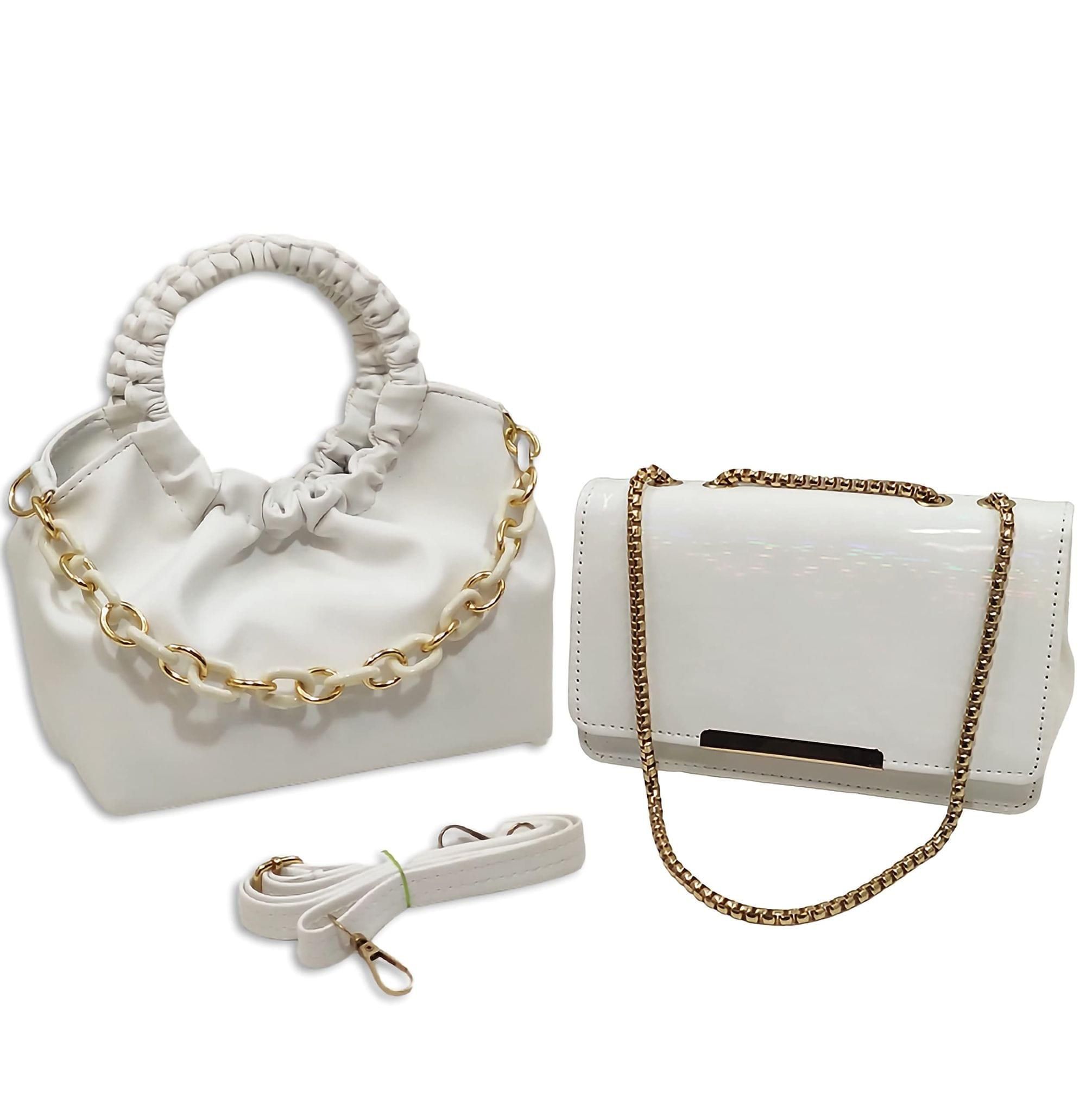 Magnifique Women's Hand/Sling/Side Bag/purse Polyurethane Western (White)