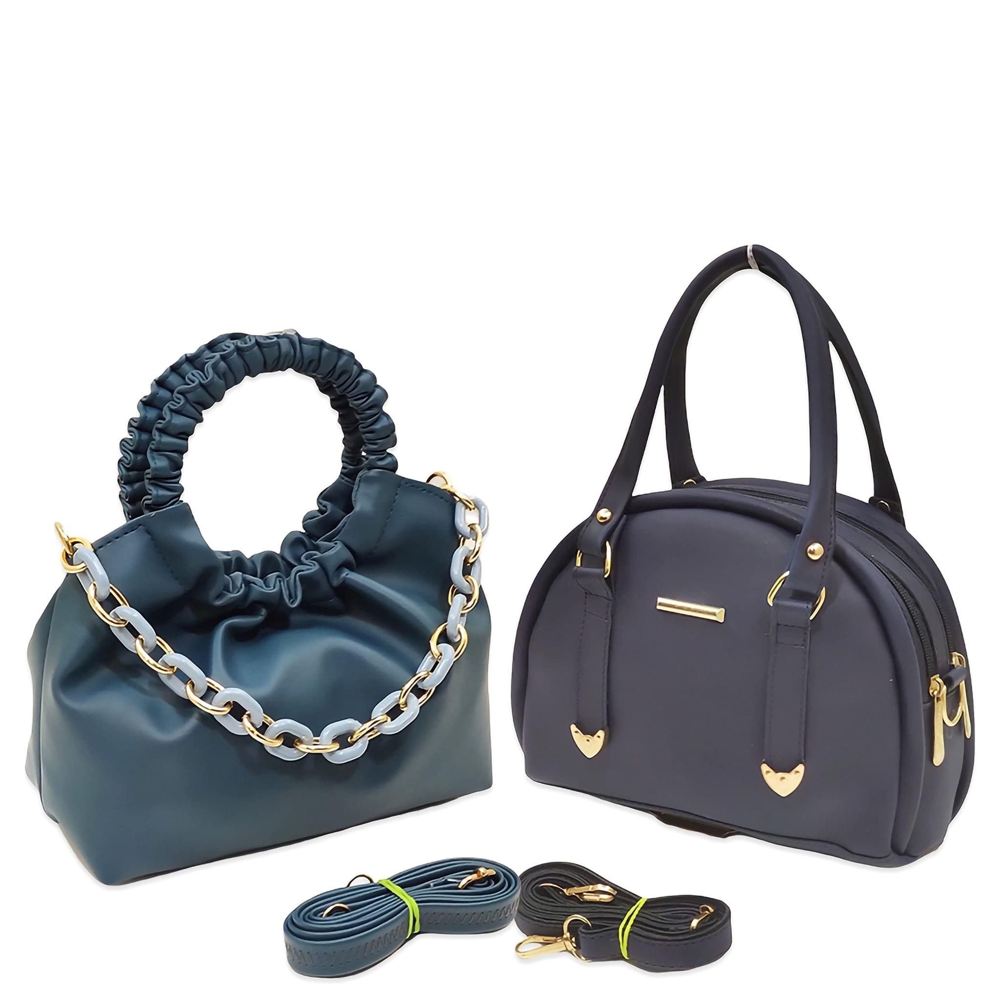 Magnifique Women's Hand/Sling/Side Bag/purse Polyurethane Western (Blue)