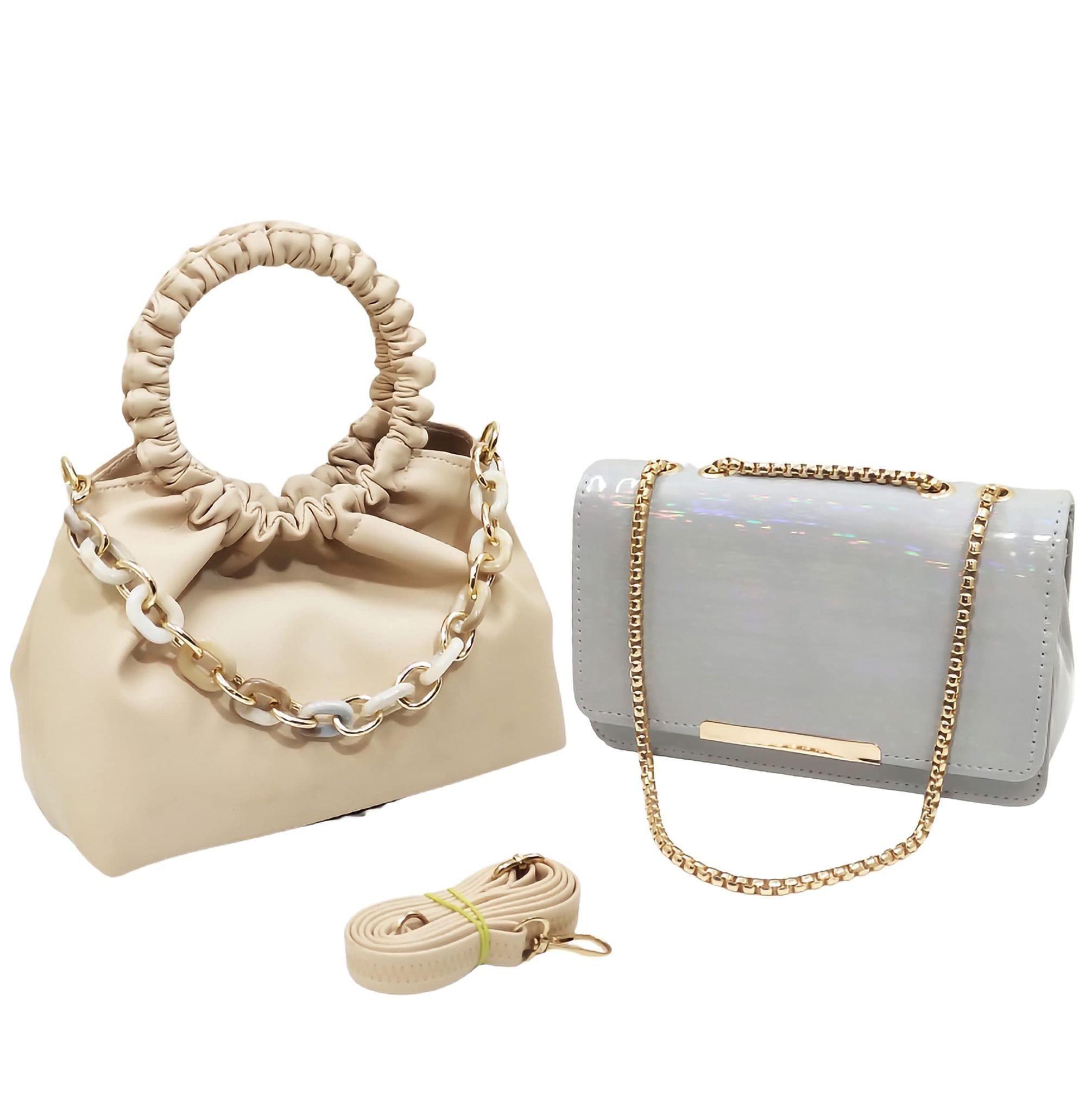 Magnifique Women's Hand/Sling/Side Bag/purse Polyurethane Western (Beige)