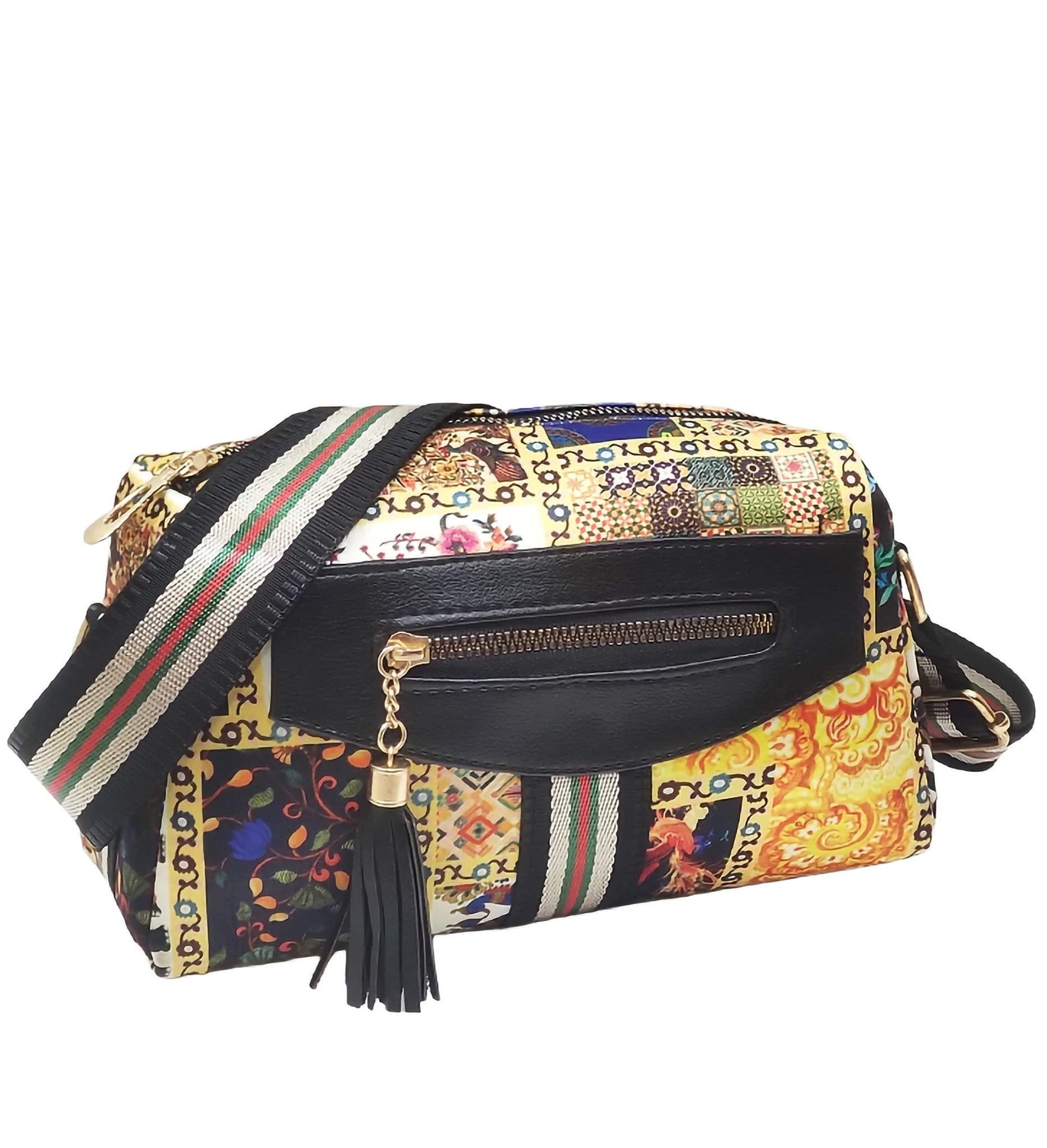 Magnifique Women's Hand/Sling/Side Bag/purse Polyurethane Western (Black)