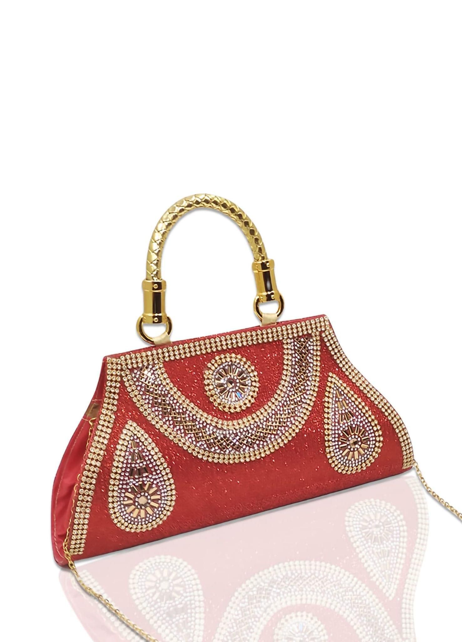 Magnifique Women's Hand/Sling/Side Bag/purse Polyurethane Western (Gold)