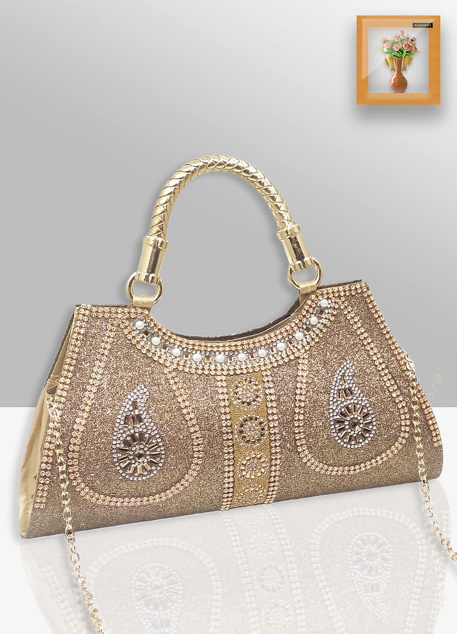 Magnifique Women's Hand/Sling/Side Bag/purse Polyurethane Western (Bronze)
