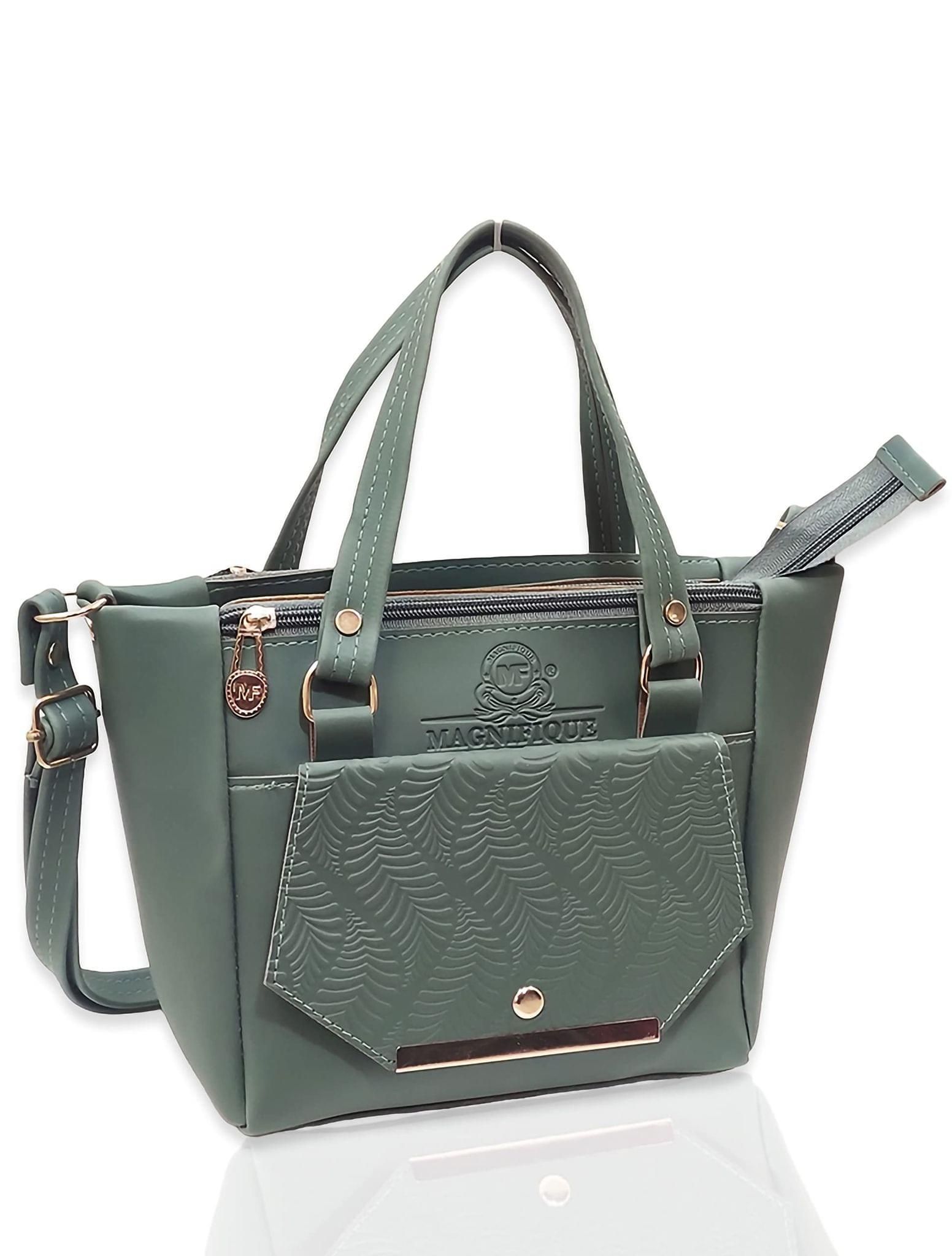 Magnifique Polyurethane ?Women's Hand/Sling/Side Bag/Purse? (Free Size_Green)