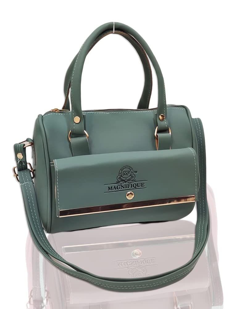 Magnifique Women's Hand/Sling/Side Bag/purse Polyurethane Western (Green)
