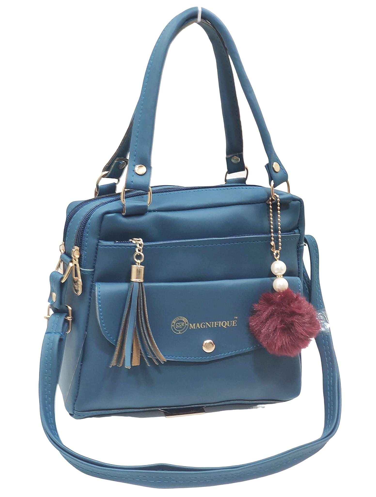 Magnifique Women's Hand/Sling/Side Bag/purse Polyurethane Western (Turquoise)