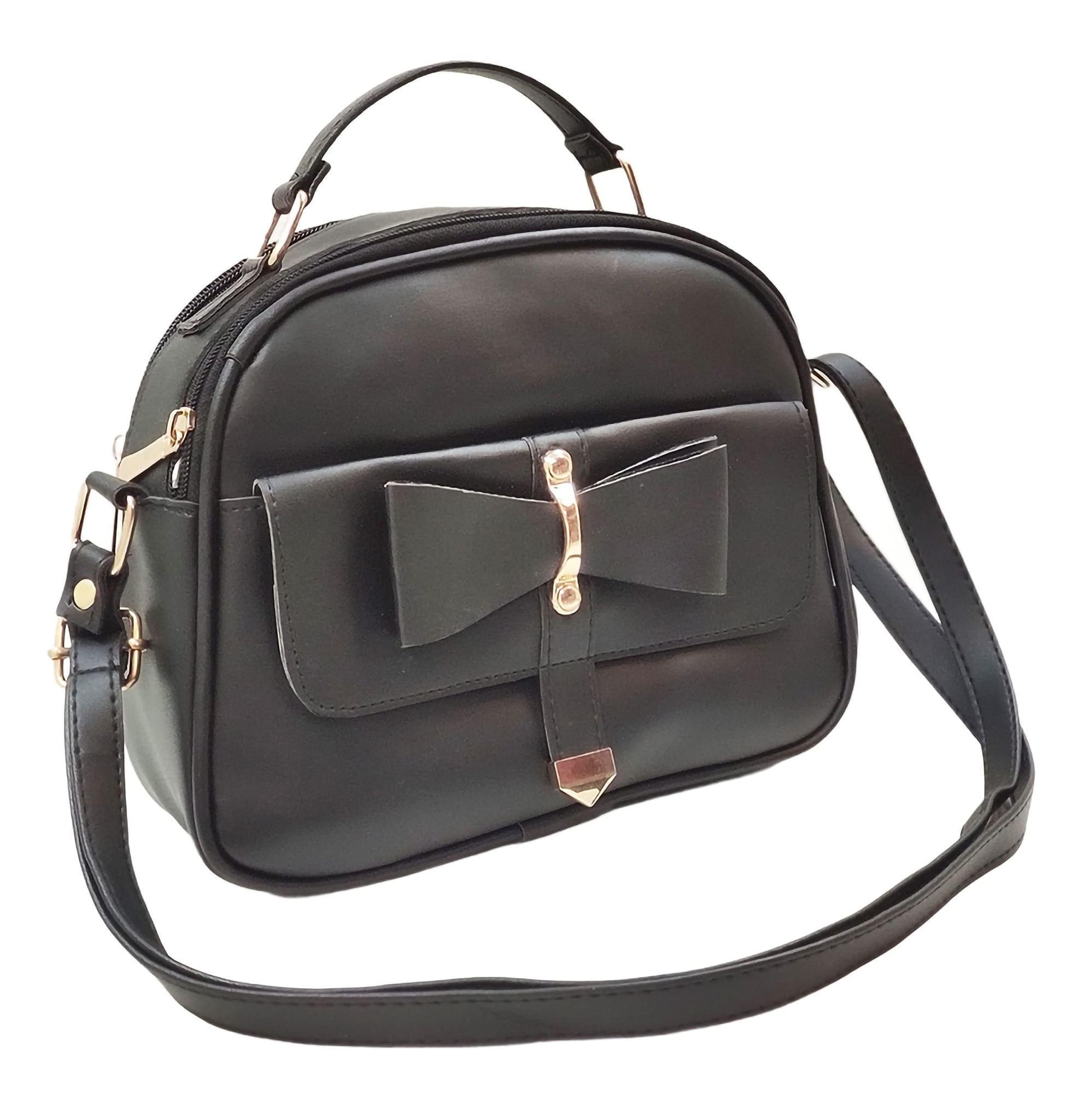 Magnifique Women's Hand/Sling/Side Bag/purse Polyurethane Western (Black)