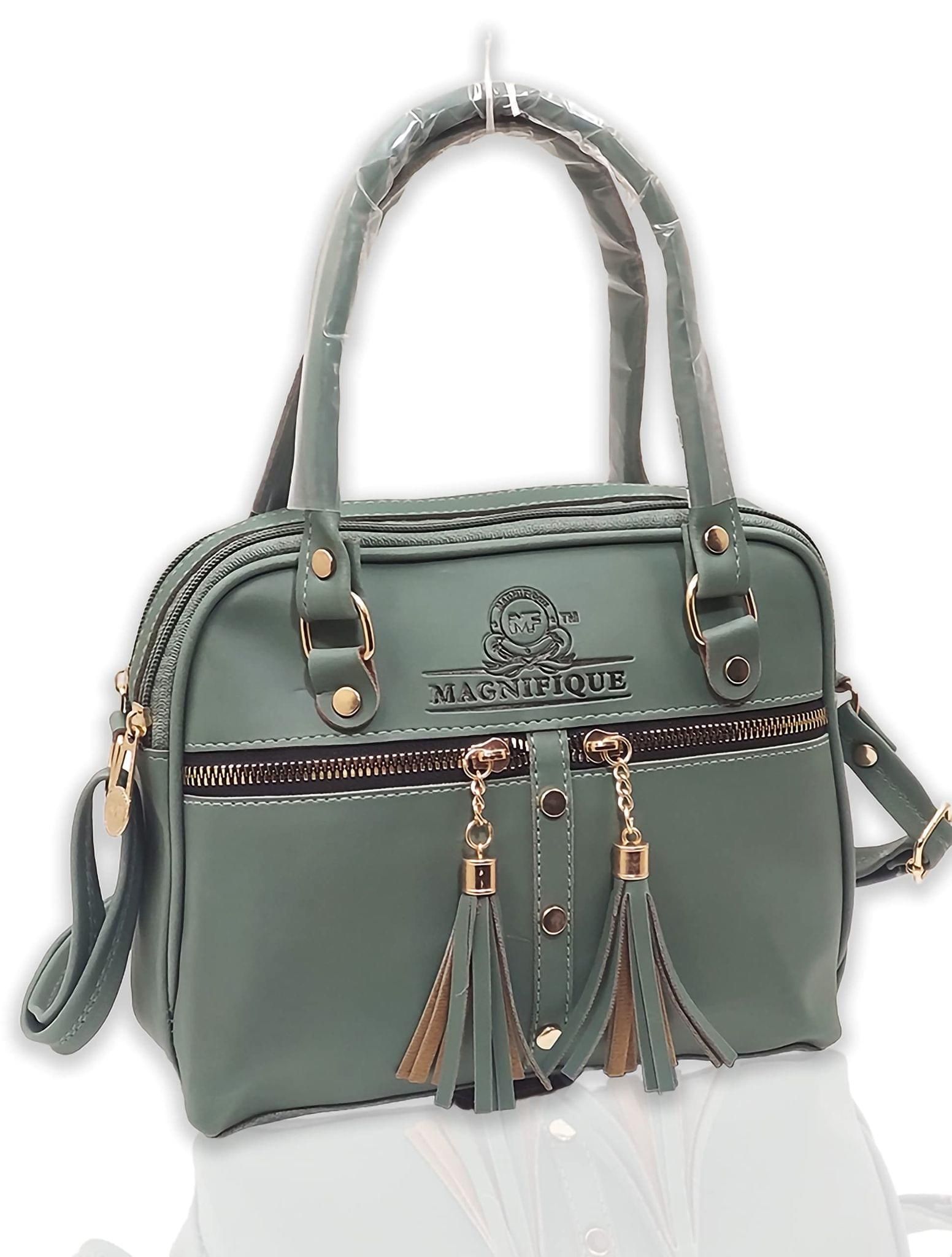 Magnifique Women's Hand/Sling/Side Bag/purse Polyurethane Western (Green)