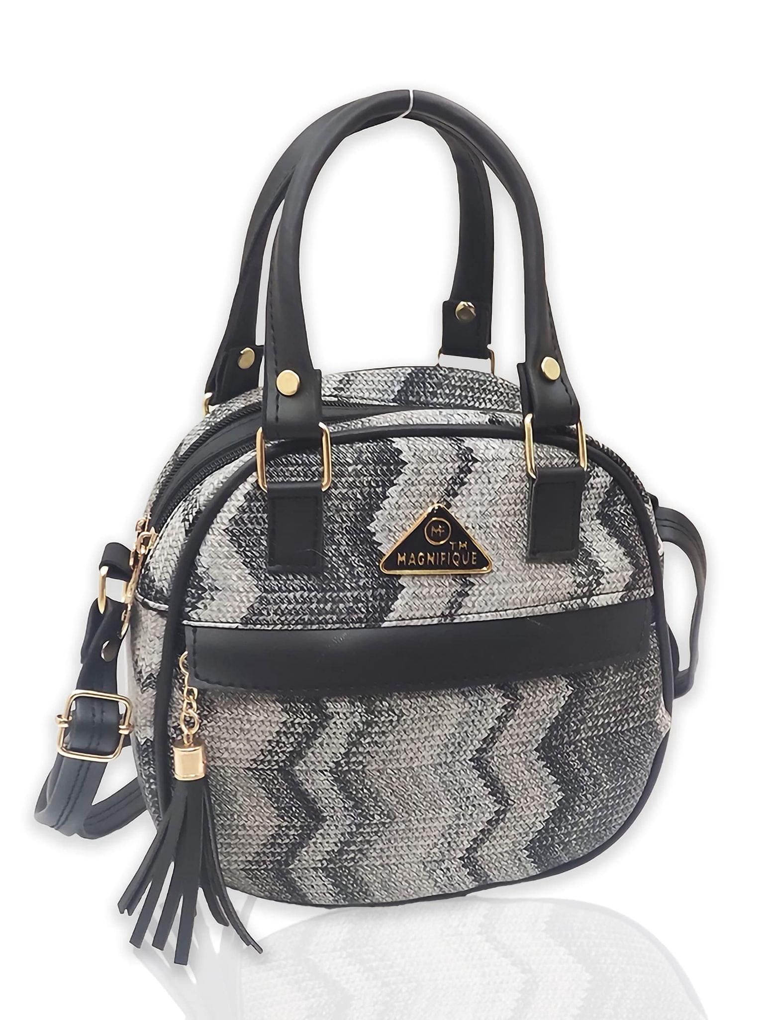 Magnifique Women's Hand/Sling/Side Bag/purse Polyurethane Western (Black)