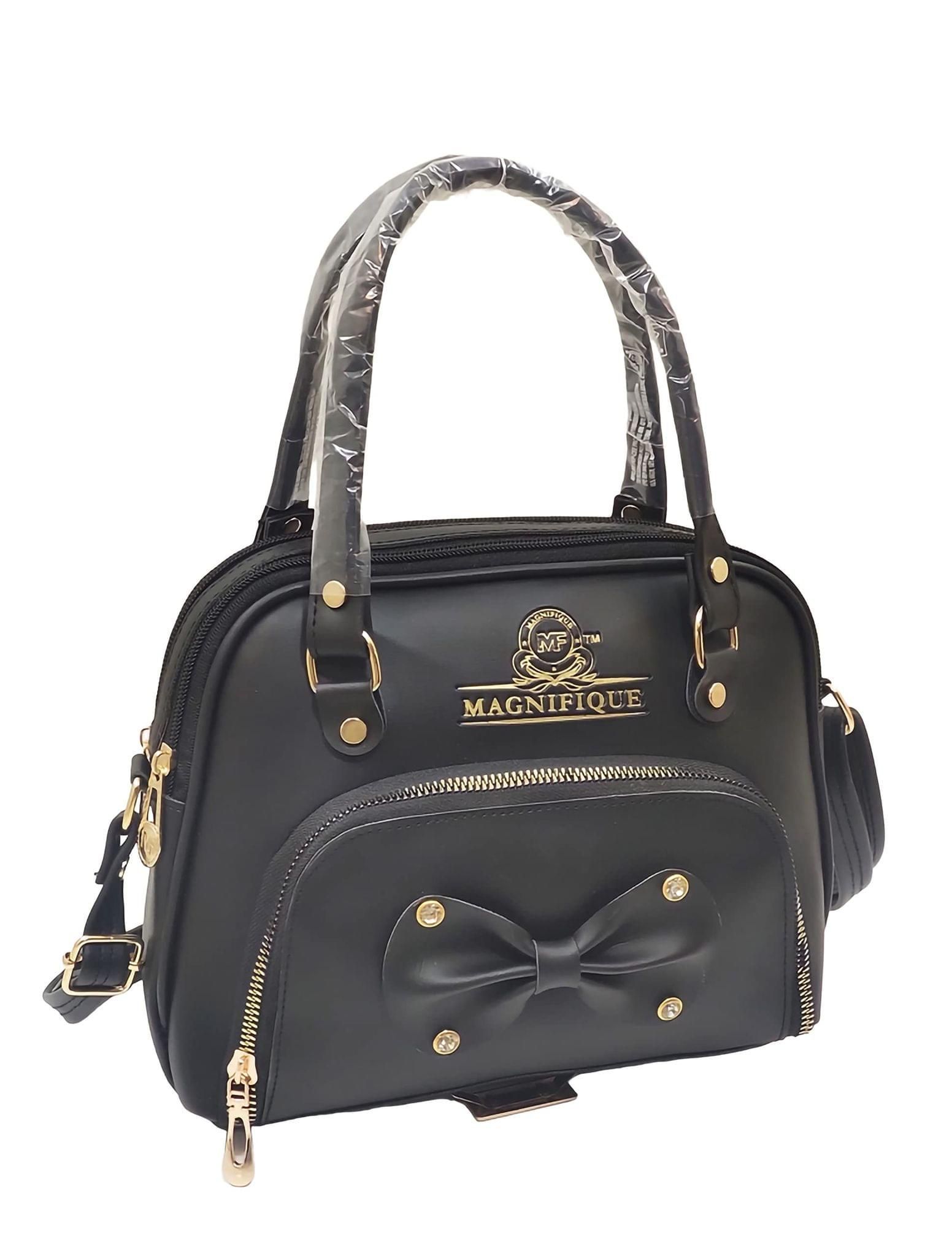 Magnifique Women's Hand/Sling/Side Bag/purse Polyurethane Western (Black)