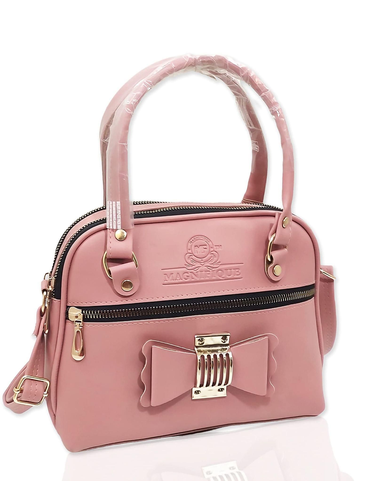 Magnifique Women's Hand/Sling/Side Bag/purse Polyurethane Western (Pink)