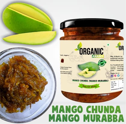 Organic Anand Handmade Mango Murabba 500 Gram Aam ka Murabba Grated Mango Chunda Authentic No preservative (Pack of 1)