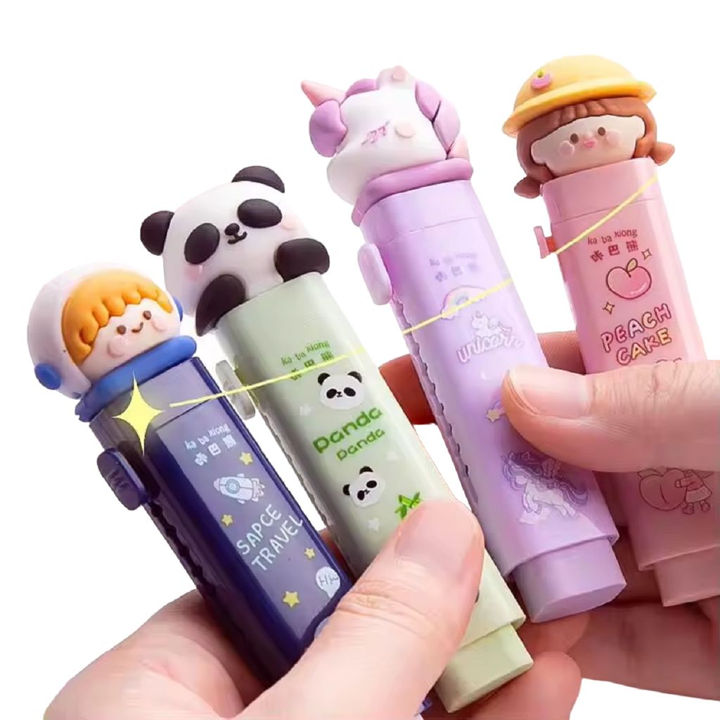 KTRS ENTERPRISE 4 pic Eraser Push Pull Design Retractable Cartoon Erasers Pastel Aesthetic Erasers Pencil Kawaii Eraser Cute Rubber for Kids Students School - Stationery | Buy online on ZillyBuy