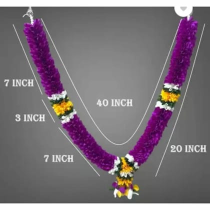 SHREE BALAJI ENTERPRISES Handmade Mala Fabric Flower Garlands for Idols and Framed Pictures | Purple-Yellow