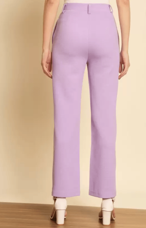 Women Regular Fit Purple Lycra Blend Trousers