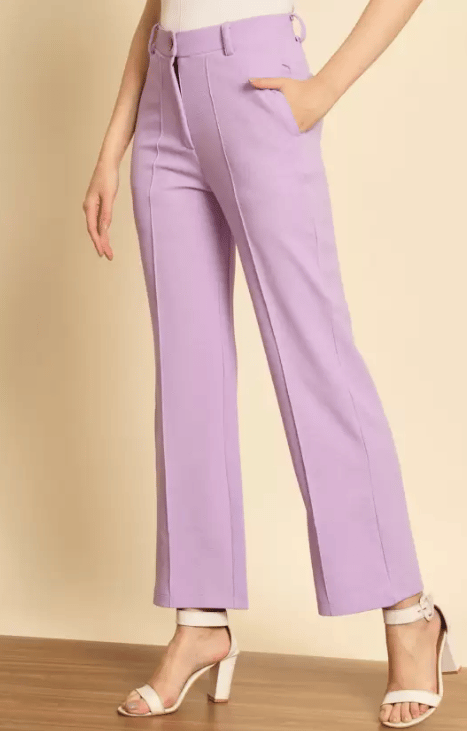 Women Regular Fit Purple Lycra Blend Trousers