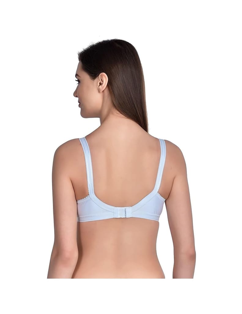 FASHION BONES Women's Cotton Cross Bra for Women and Girls | Full Coverage, Non-Padded | Daily Use Cotton Bra | Beige-White (Combo of 2)