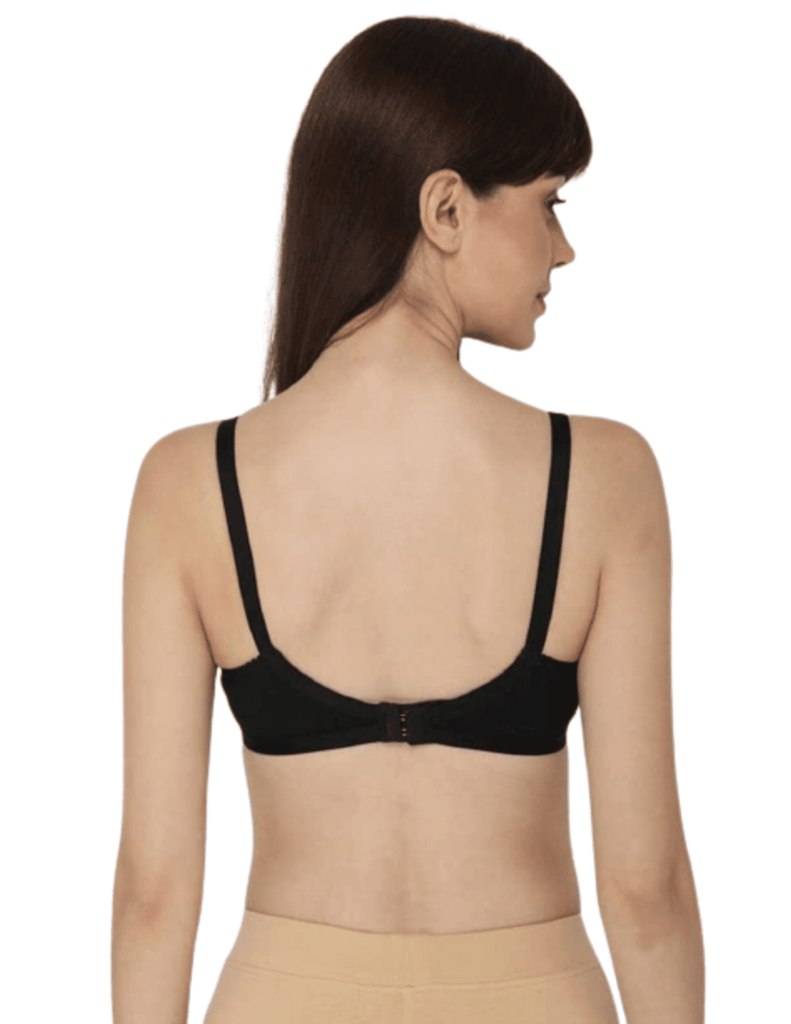 FASHION BONES Women's Cotton Cross Bra for Women and Girls | Full Coverage, Non-Padded | Daily Use Cotton Bra | Black-White (Combo of 2)