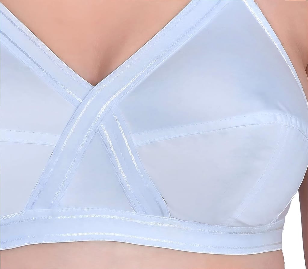 FASHION BONES Women's Cotton Cross Bra for Women and Girls | Full Coverage, Non-Padded | Daily Use Cotton Bra | Beige-White-Black (Combo of 3)